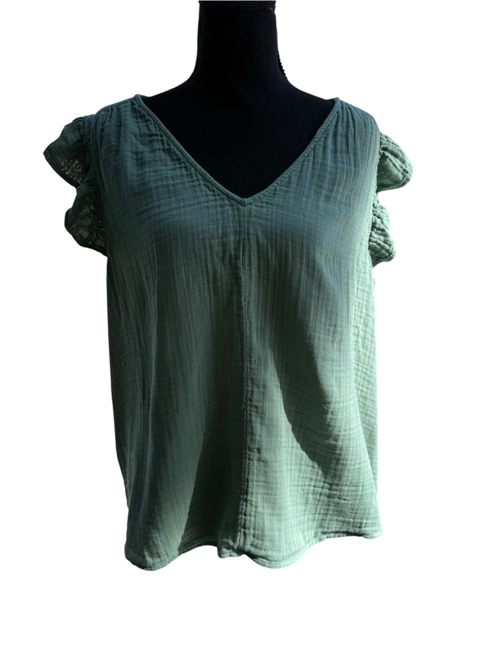 Old Navy Sage Green V-Neck Flutter Sleeve Blouse